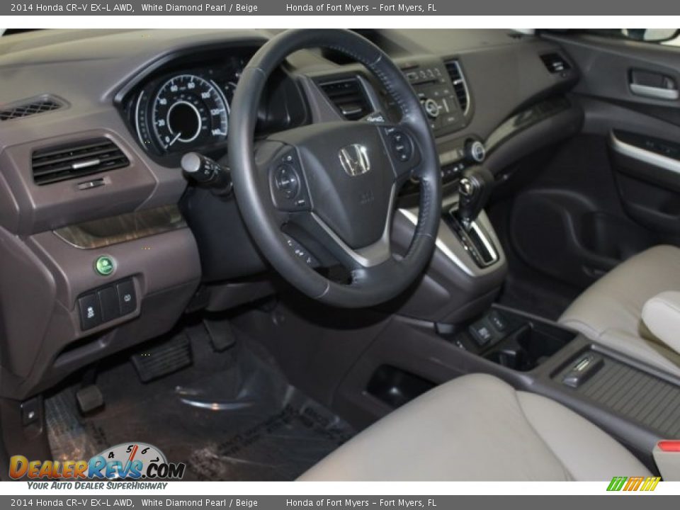2014 Honda CR-V EX-L AWD White Diamond Pearl / Beige Photo #14
