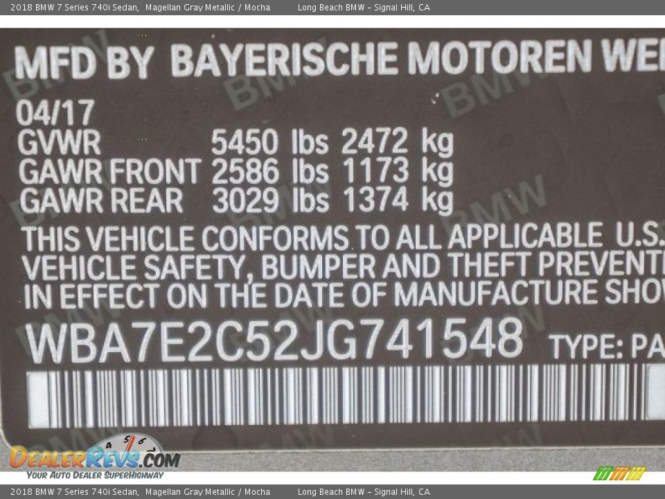2018 BMW 7 Series 740i Sedan Magellan Gray Metallic / Mocha Photo #11