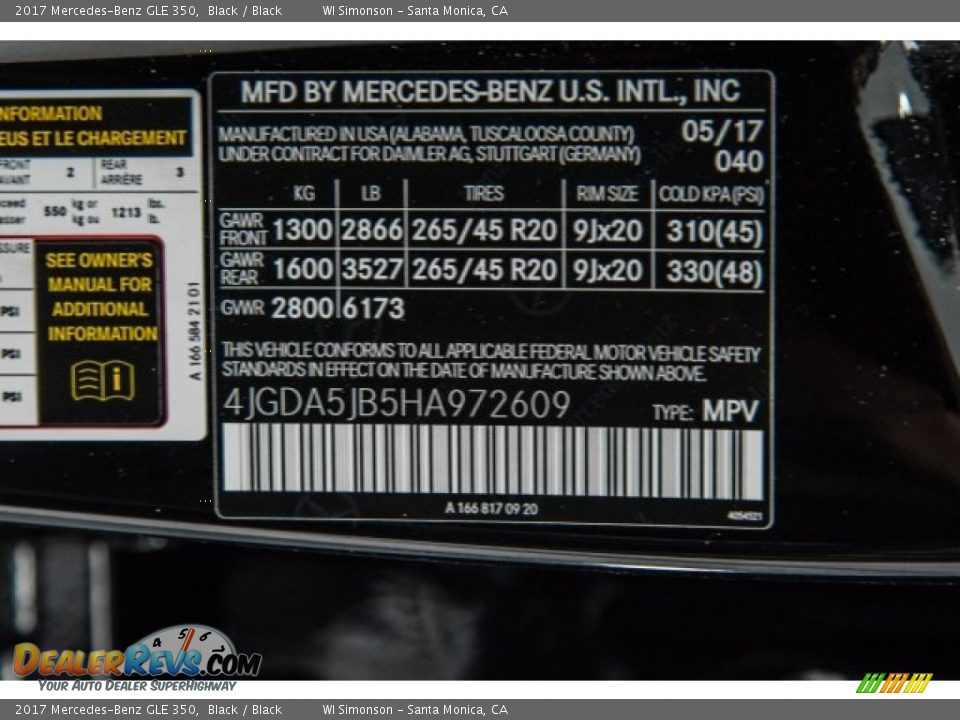 2017 Mercedes-Benz GLE 350 Black / Black Photo #10