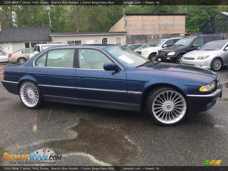 2000 BMW 7 Series 740iL Sedan Biarritz Blue Metallic / Oyster Beige/Navy Blue Photo #2