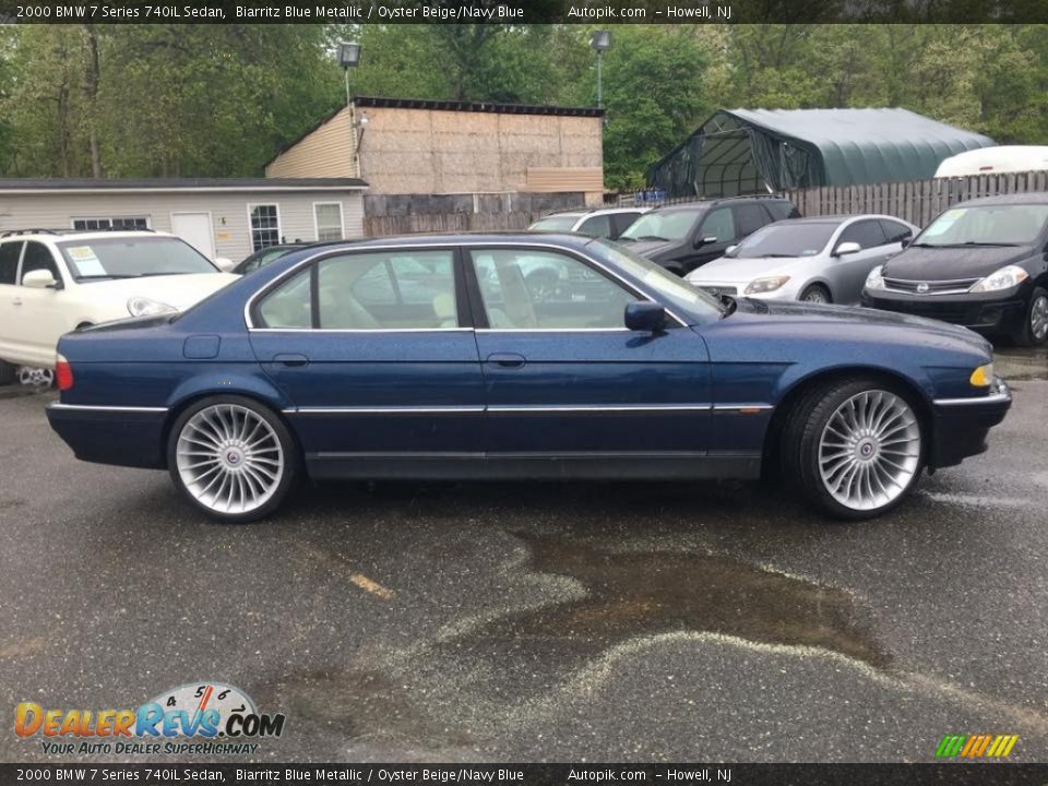 2000 BMW 7 Series 740iL Sedan Biarritz Blue Metallic / Oyster Beige/Navy Blue Photo #3