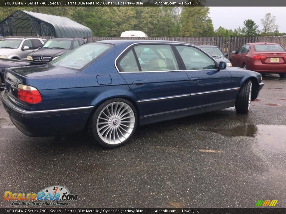 2000 BMW 7 Series 740iL Sedan Biarritz Blue Metallic / Oyster Beige/Navy Blue Photo #4