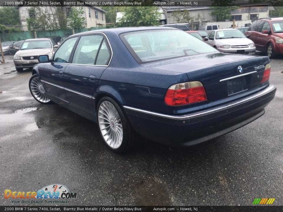2000 BMW 7 Series 740iL Sedan Biarritz Blue Metallic / Oyster Beige/Navy Blue Photo #6