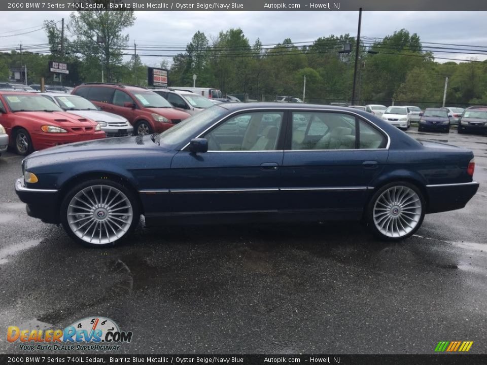 2000 BMW 7 Series 740iL Sedan Biarritz Blue Metallic / Oyster Beige/Navy Blue Photo #8