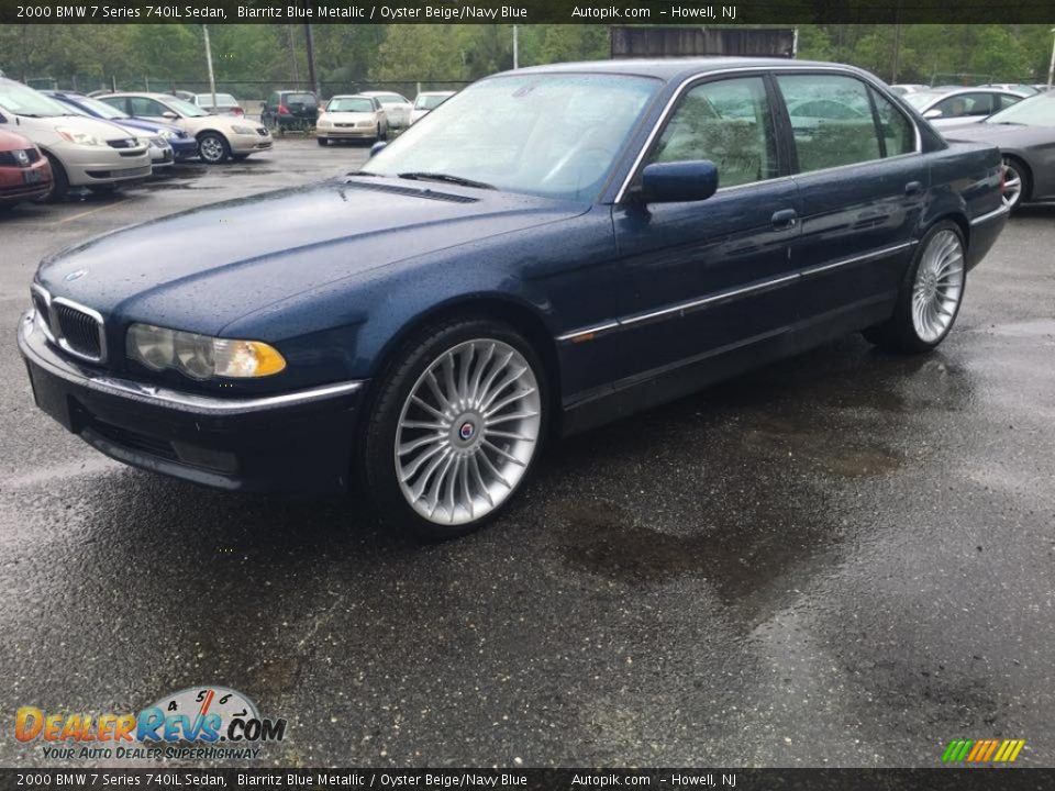 2000 BMW 7 Series 740iL Sedan Biarritz Blue Metallic / Oyster Beige/Navy Blue Photo #9