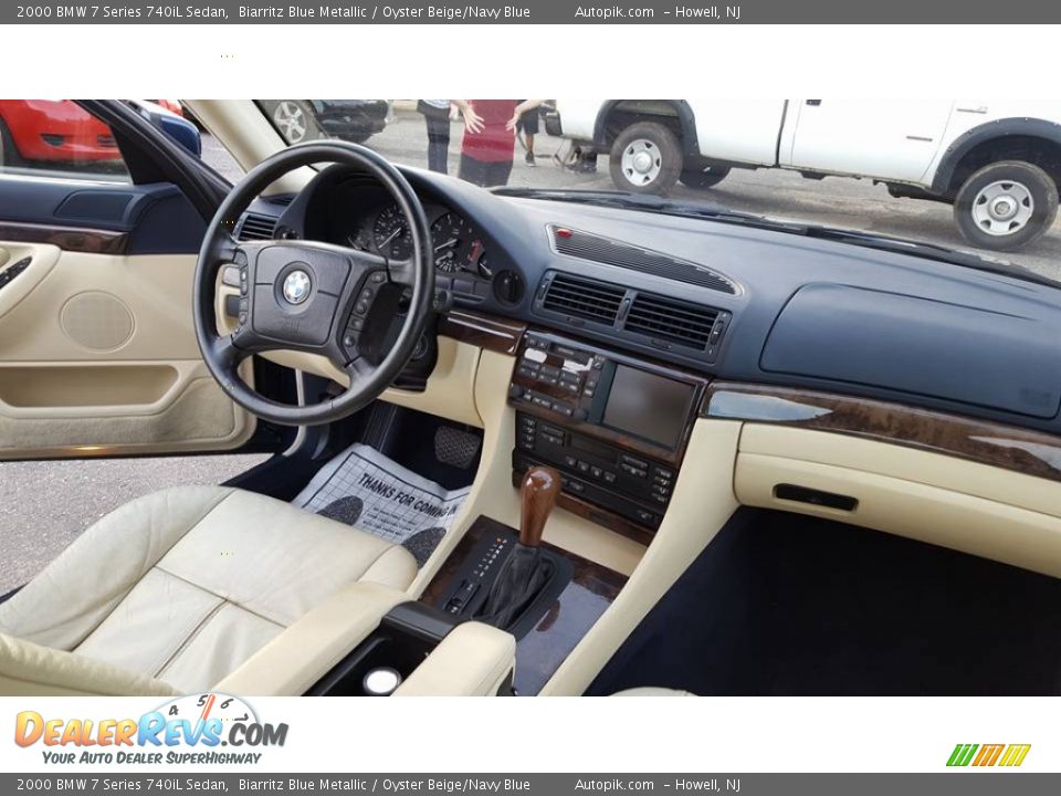 2000 BMW 7 Series 740iL Sedan Biarritz Blue Metallic / Oyster Beige/Navy Blue Photo #13