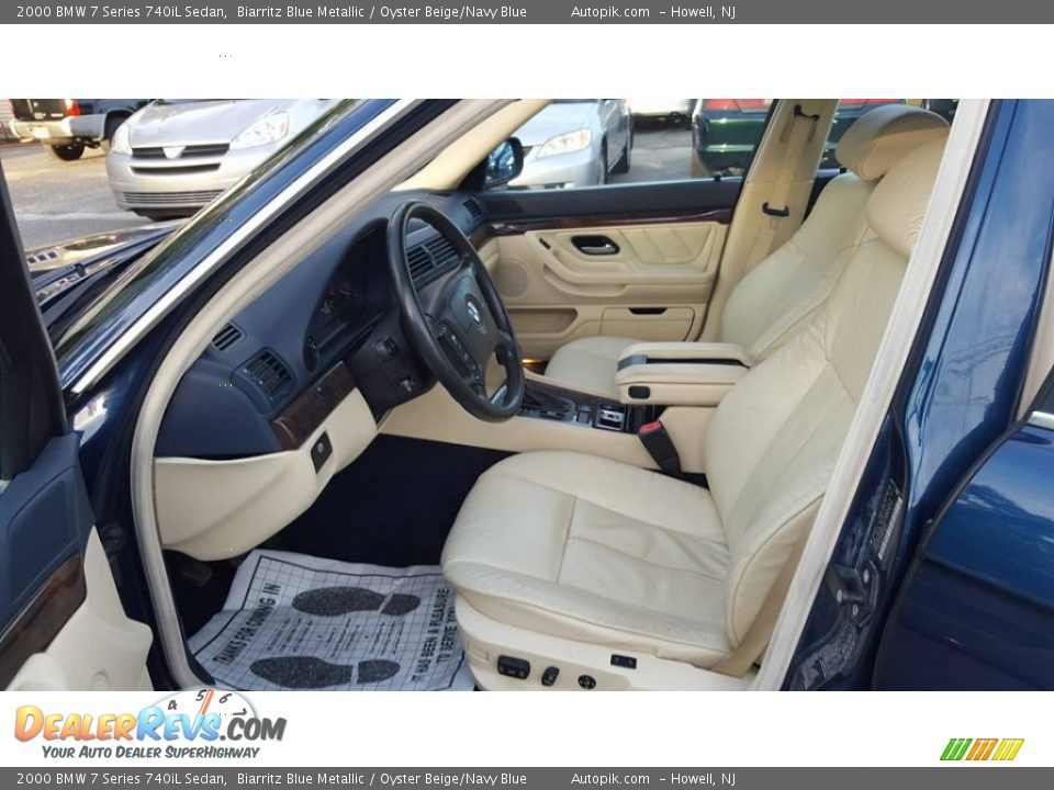 2000 BMW 7 Series 740iL Sedan Biarritz Blue Metallic / Oyster Beige/Navy Blue Photo #14