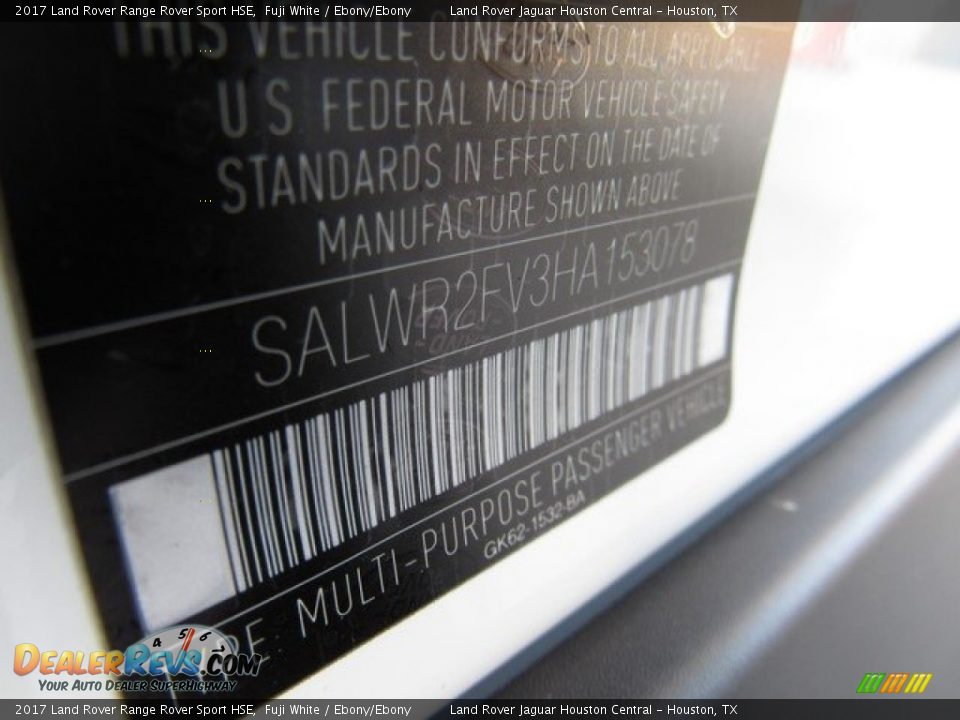 2017 Land Rover Range Rover Sport HSE Fuji White / Ebony/Ebony Photo #22