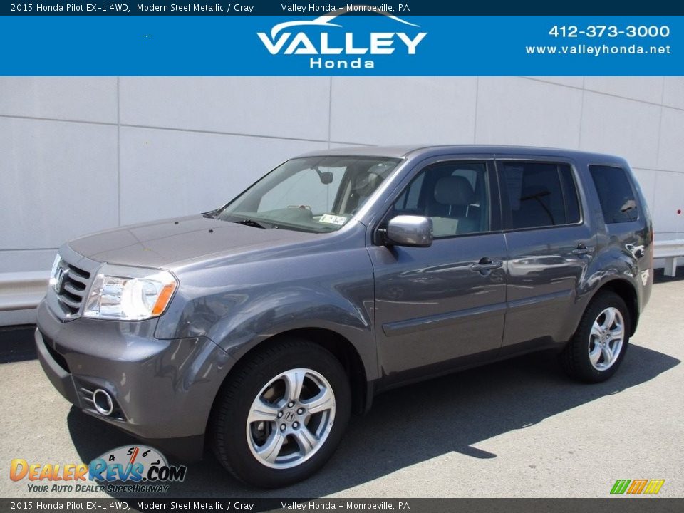 2015 Honda Pilot EX-L 4WD Modern Steel Metallic / Gray Photo #1