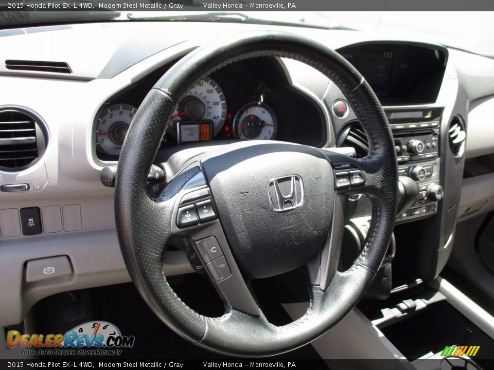 2015 Honda Pilot EX-L 4WD Modern Steel Metallic / Gray Photo #15