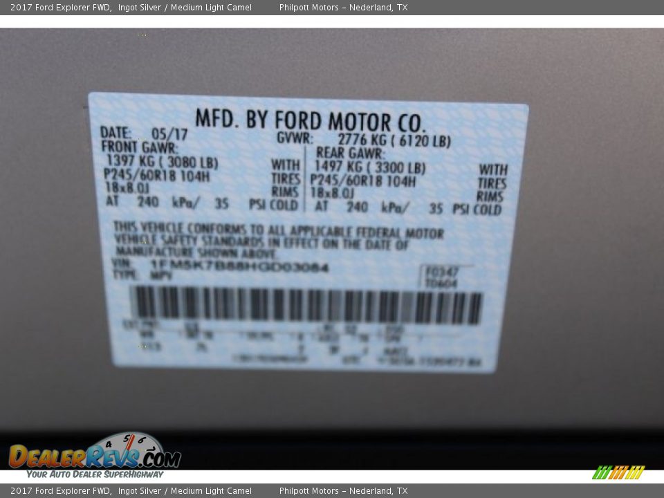 2017 Ford Explorer FWD Ingot Silver / Medium Light Camel Photo #26