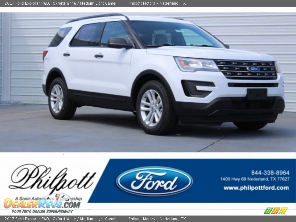 2017 Ford Explorer FWD Oxford White / Medium Light Camel Photo #1