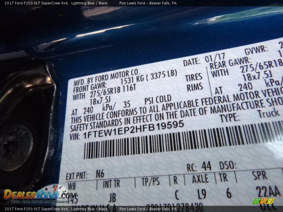 2017 Ford F150 XLT SuperCrew 4x4 Lightning Blue / Black Photo #14