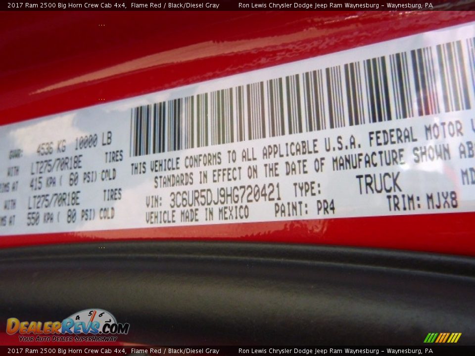 2017 Ram 2500 Big Horn Crew Cab 4x4 Flame Red / Black/Diesel Gray Photo #14