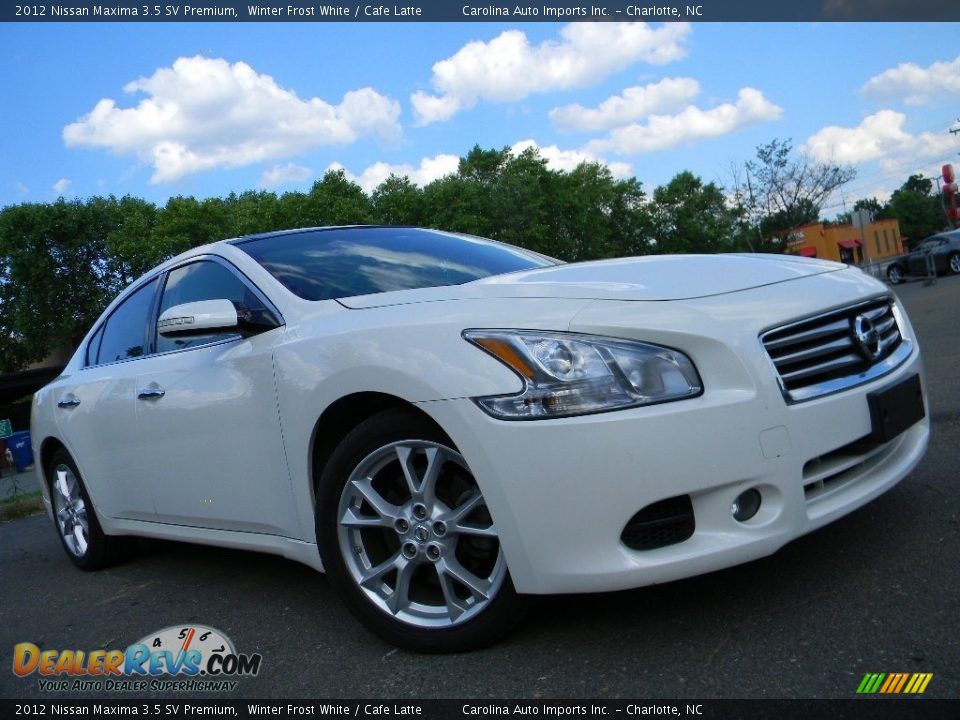 2012 Nissan Maxima 3.5 SV Premium Winter Frost White / Cafe Latte Photo #2