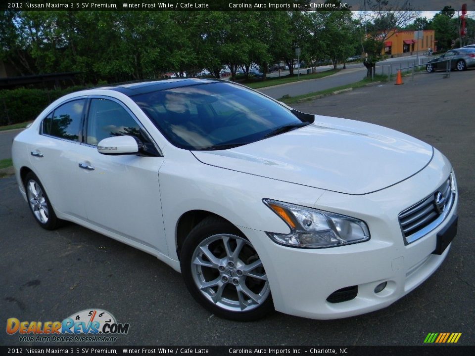 2012 Nissan Maxima 3.5 SV Premium Winter Frost White / Cafe Latte Photo #3