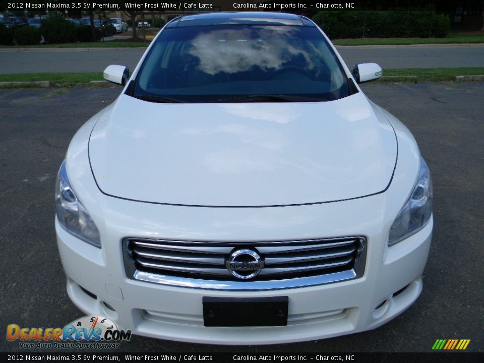 2012 Nissan Maxima 3.5 SV Premium Winter Frost White / Cafe Latte Photo #5