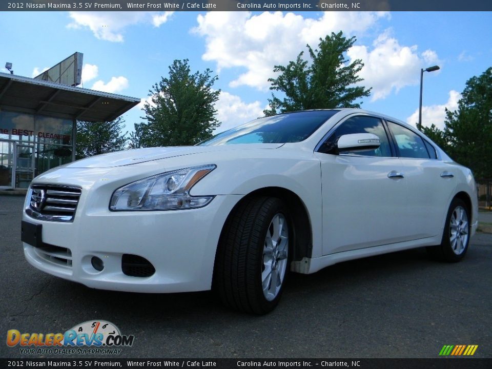 2012 Nissan Maxima 3.5 SV Premium Winter Frost White / Cafe Latte Photo #6