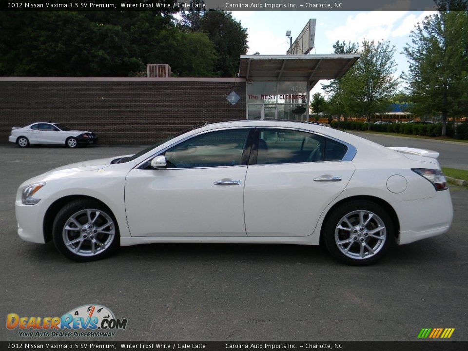 2012 Nissan Maxima 3.5 SV Premium Winter Frost White / Cafe Latte Photo #7