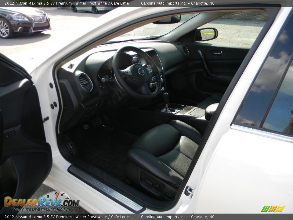 2012 Nissan Maxima 3.5 SV Premium Winter Frost White / Cafe Latte Photo #17