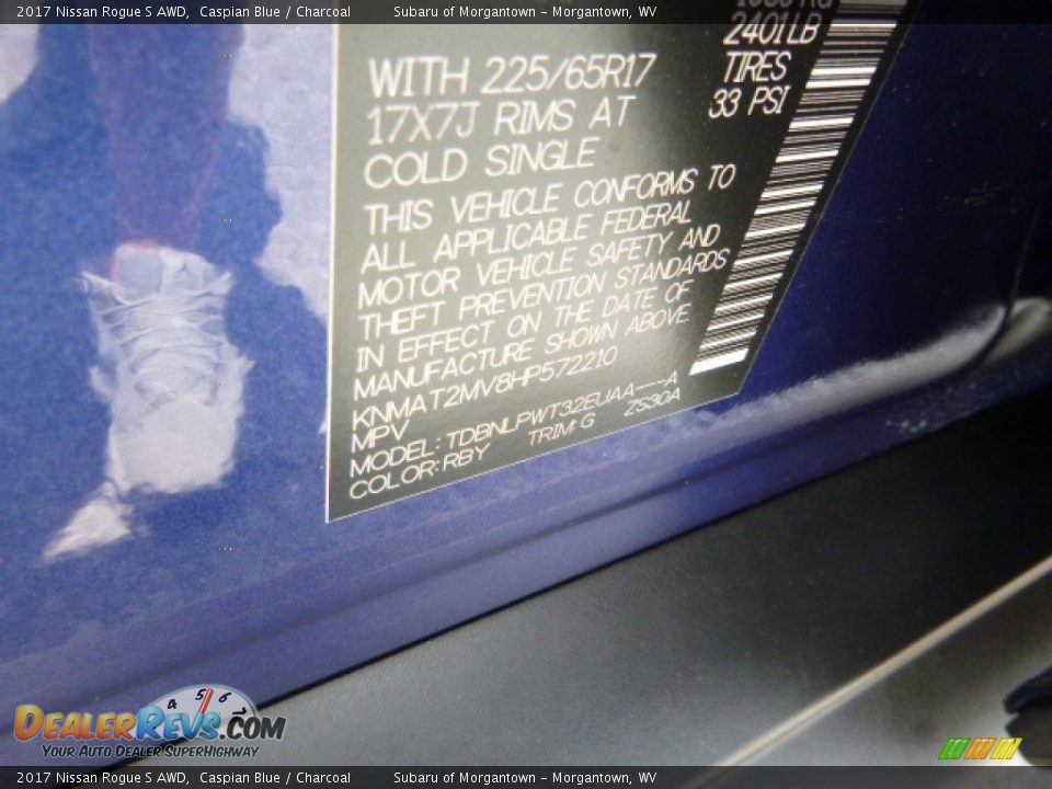 2017 Nissan Rogue S AWD Caspian Blue / Charcoal Photo #15