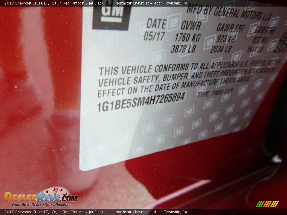 2017 Chevrolet Cruze LT Cajun Red Tintcoat / Jet Black Photo #17
