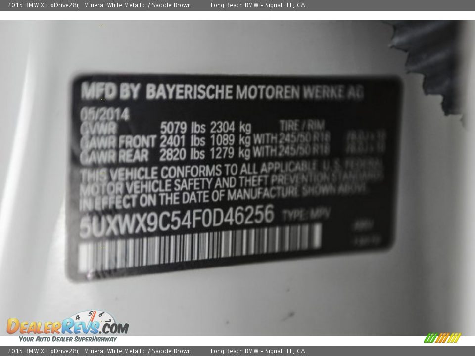 2015 BMW X3 xDrive28i Mineral White Metallic / Saddle Brown Photo #18