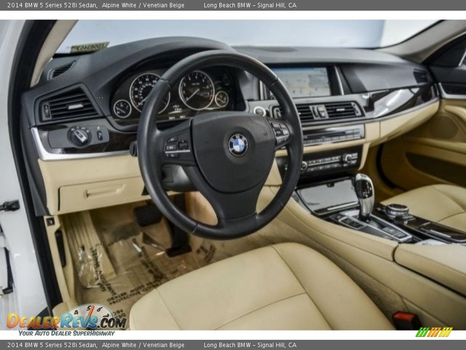 2014 BMW 5 Series 528i Sedan Alpine White / Venetian Beige Photo #15