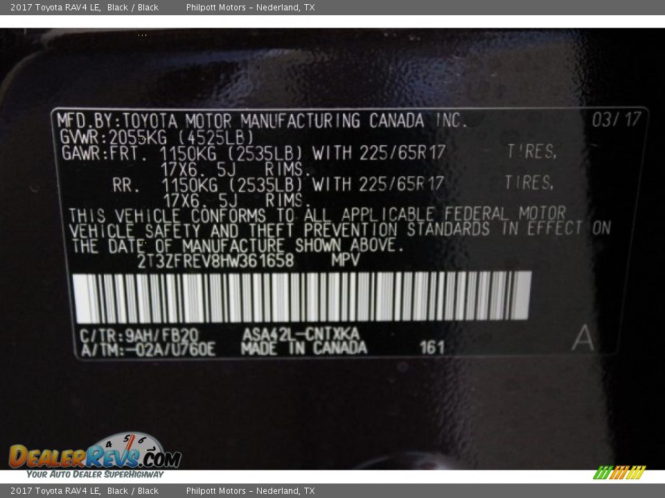 2017 Toyota RAV4 LE Black / Black Photo #22