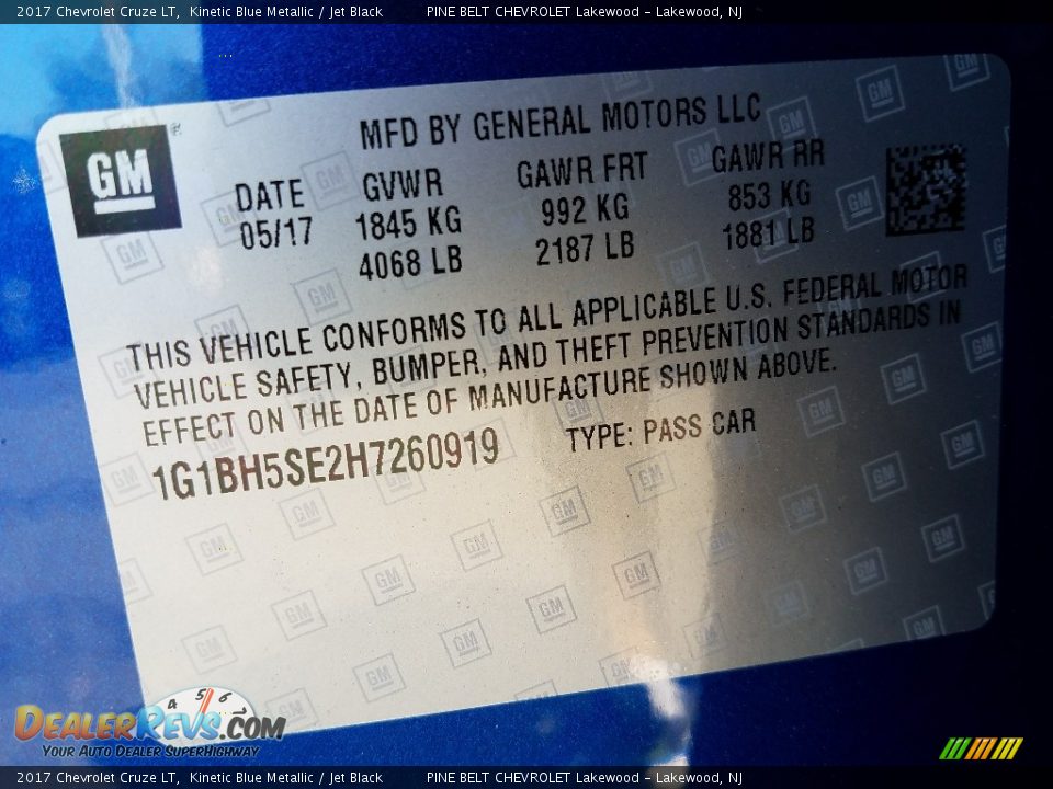 2017 Chevrolet Cruze LT Kinetic Blue Metallic / Jet Black Photo #9
