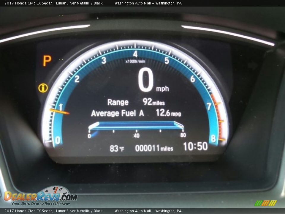 2017 Honda Civic EX Sedan Lunar Silver Metallic / Black Photo #15