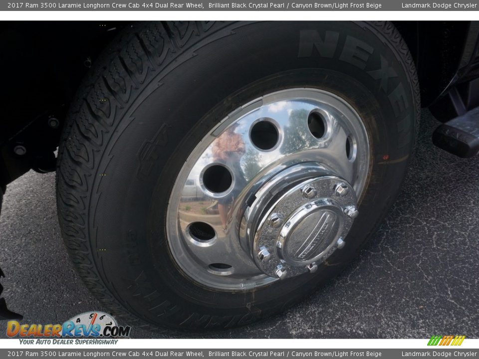 2017 Ram 3500 Laramie Longhorn Crew Cab 4x4 Dual Rear Wheel Brilliant Black Crystal Pearl / Canyon Brown/Light Frost Beige Photo #4