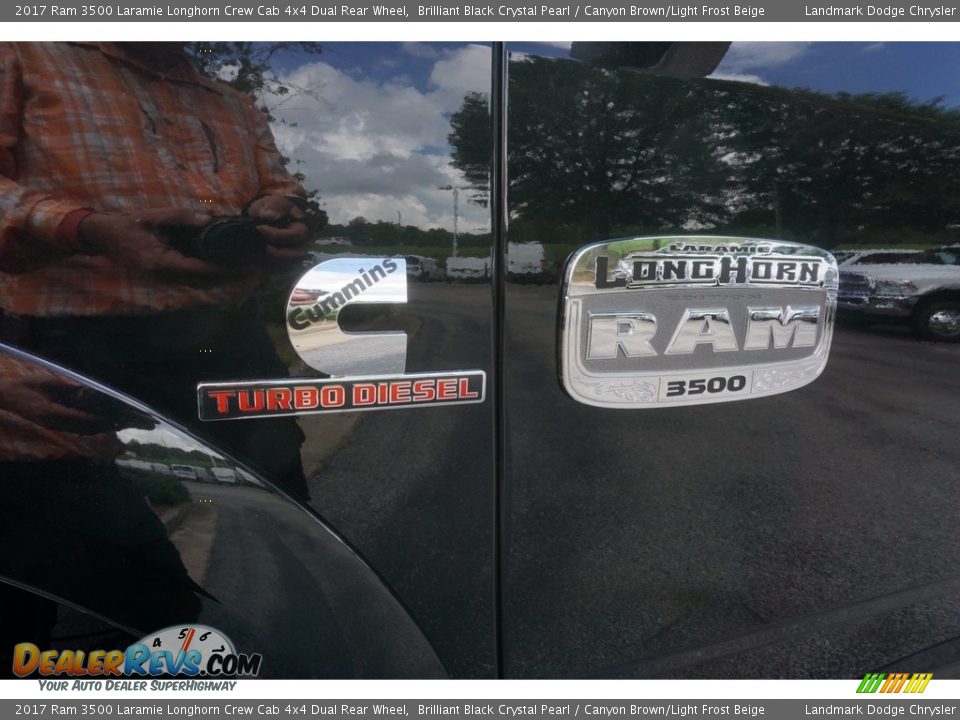 2017 Ram 3500 Laramie Longhorn Crew Cab 4x4 Dual Rear Wheel Brilliant Black Crystal Pearl / Canyon Brown/Light Frost Beige Photo #5