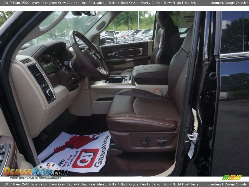 2017 Ram 3500 Laramie Longhorn Crew Cab 4x4 Dual Rear Wheel Brilliant Black Crystal Pearl / Canyon Brown/Light Frost Beige Photo #6
