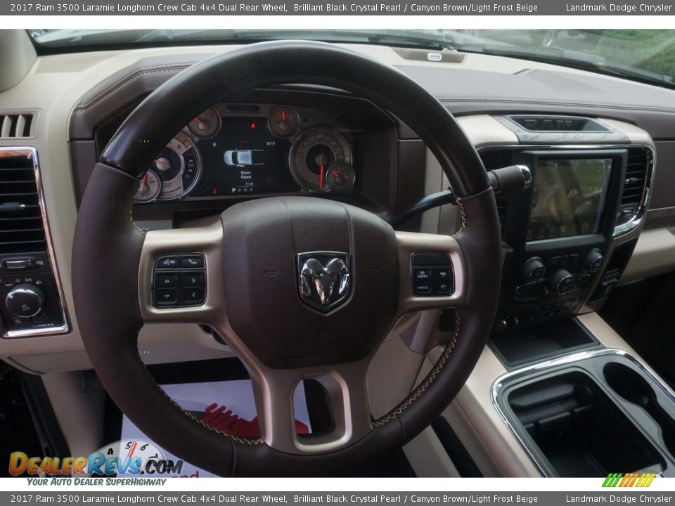 2017 Ram 3500 Laramie Longhorn Crew Cab 4x4 Dual Rear Wheel Brilliant Black Crystal Pearl / Canyon Brown/Light Frost Beige Photo #7