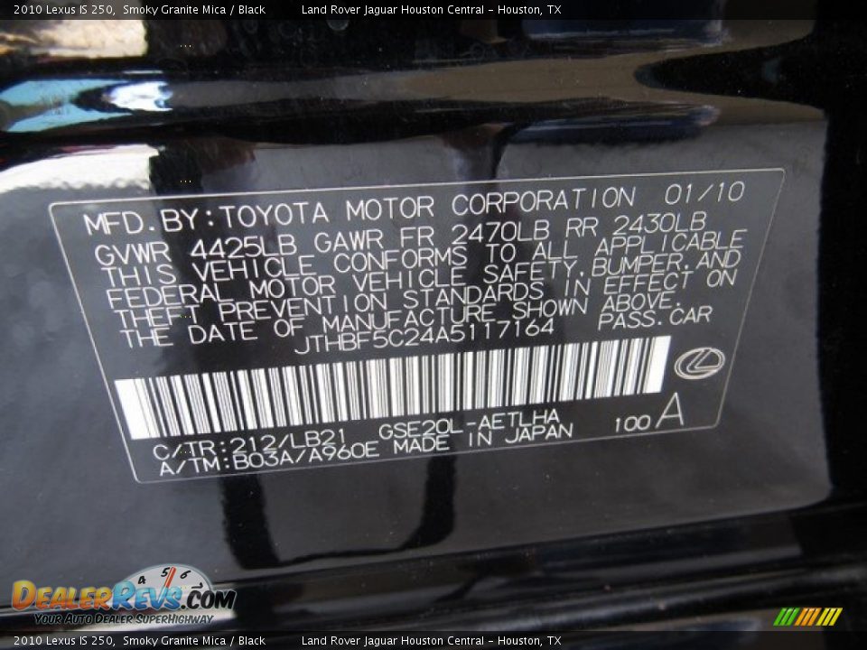 2010 Lexus IS 250 Smoky Granite Mica / Black Photo #31