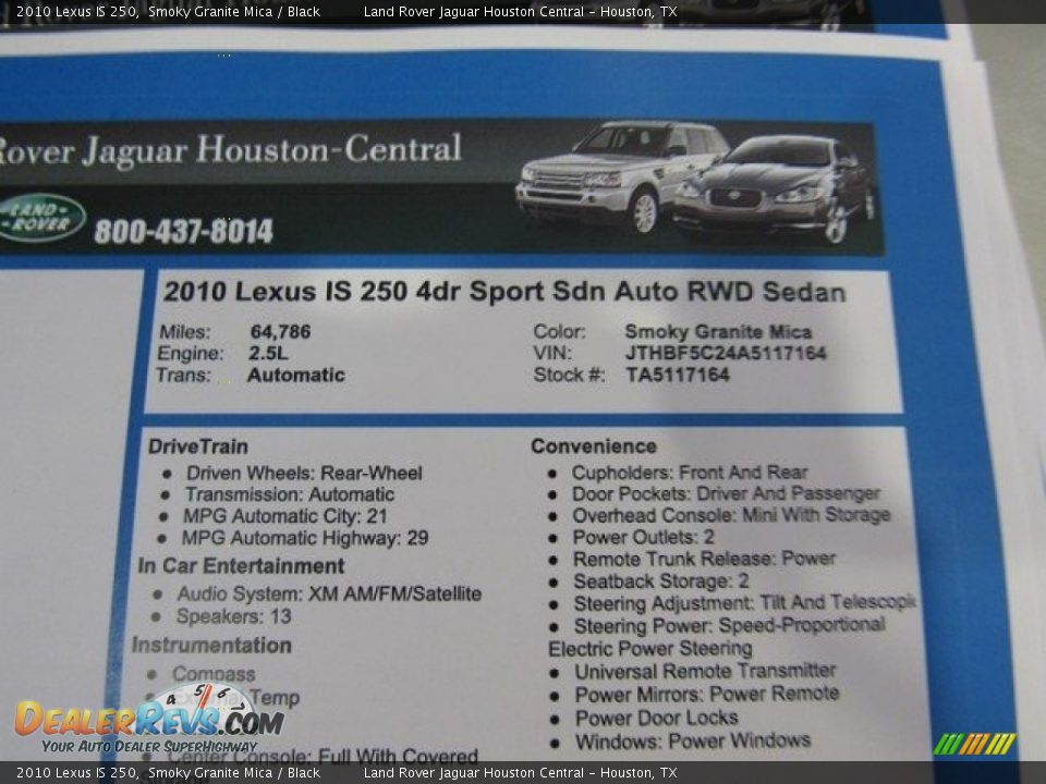 2010 Lexus IS 250 Smoky Granite Mica / Black Photo #32