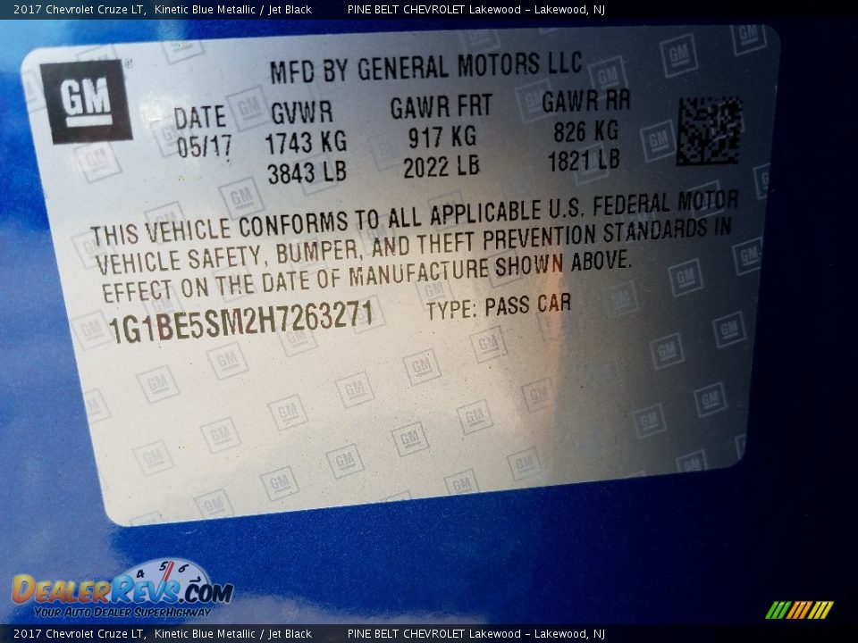 2017 Chevrolet Cruze LT Kinetic Blue Metallic / Jet Black Photo #9