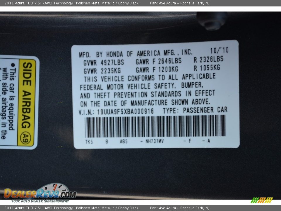 2011 Acura TL 3.7 SH-AWD Technology Polished Metal Metallic / Ebony Black Photo #35