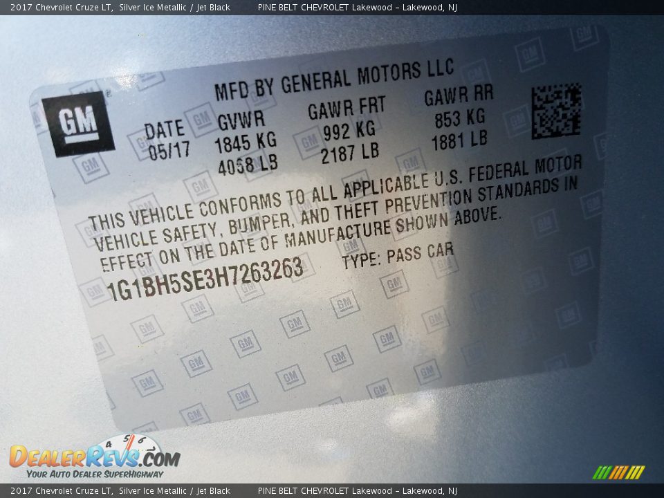 2017 Chevrolet Cruze LT Silver Ice Metallic / Jet Black Photo #9