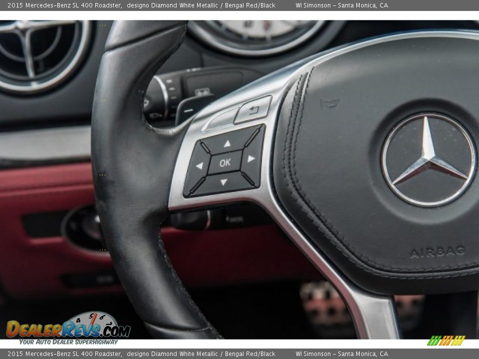 2015 Mercedes-Benz SL 400 Roadster designo Diamond White Metallic / Bengal Red/Black Photo #16
