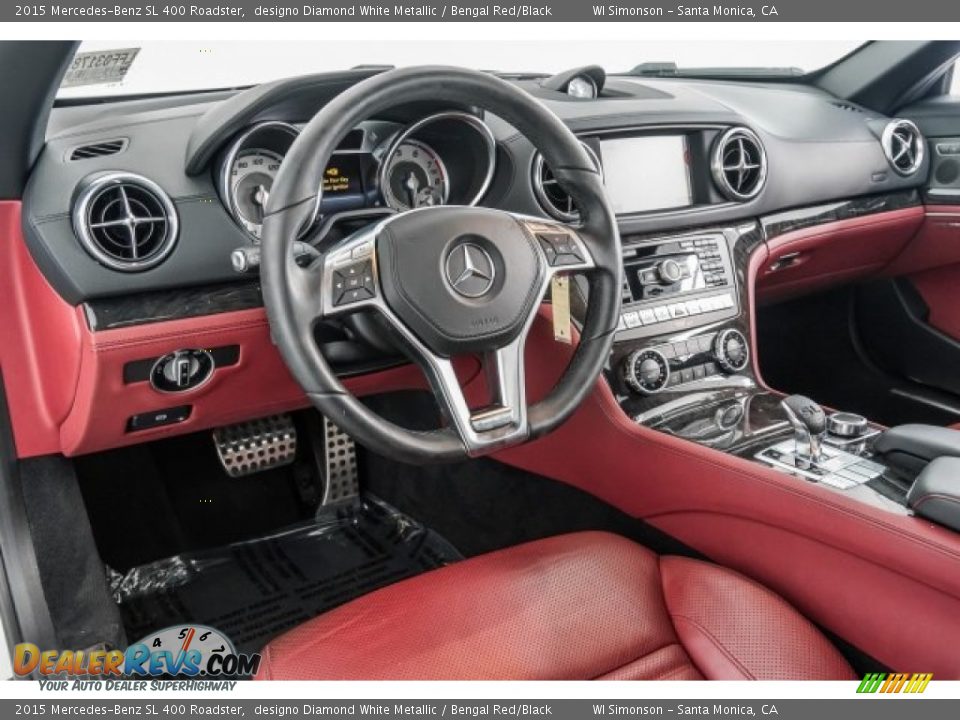 2015 Mercedes-Benz SL 400 Roadster designo Diamond White Metallic / Bengal Red/Black Photo #21