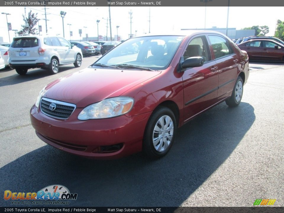 2005 Toyota Corolla LE Impulse Red / Pebble Beige Photo #2