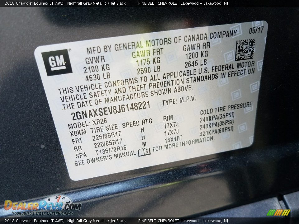 2018 Chevrolet Equinox LT AWD Nightfall Gray Metallic / Jet Black Photo #9