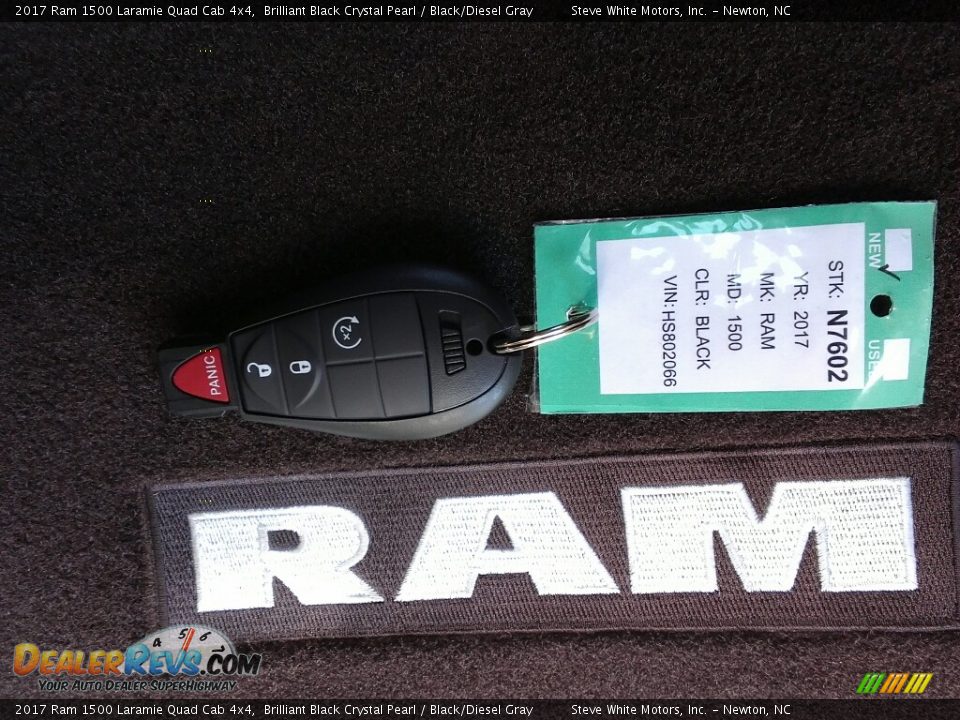 2017 Ram 1500 Laramie Quad Cab 4x4 Brilliant Black Crystal Pearl / Black/Diesel Gray Photo #34
