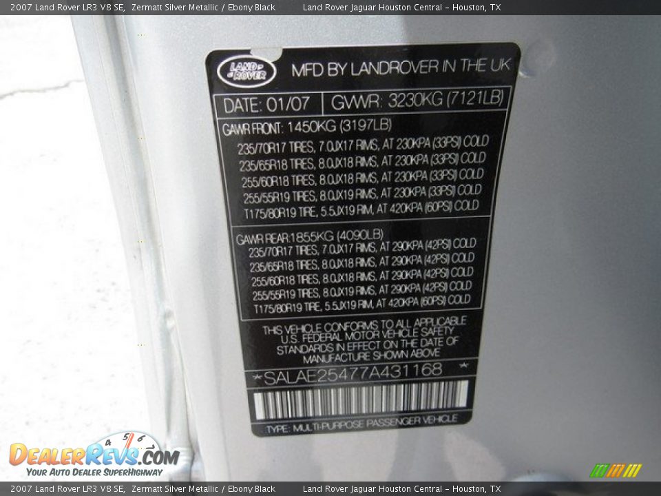 2007 Land Rover LR3 V8 SE Zermatt Silver Metallic / Ebony Black Photo #34