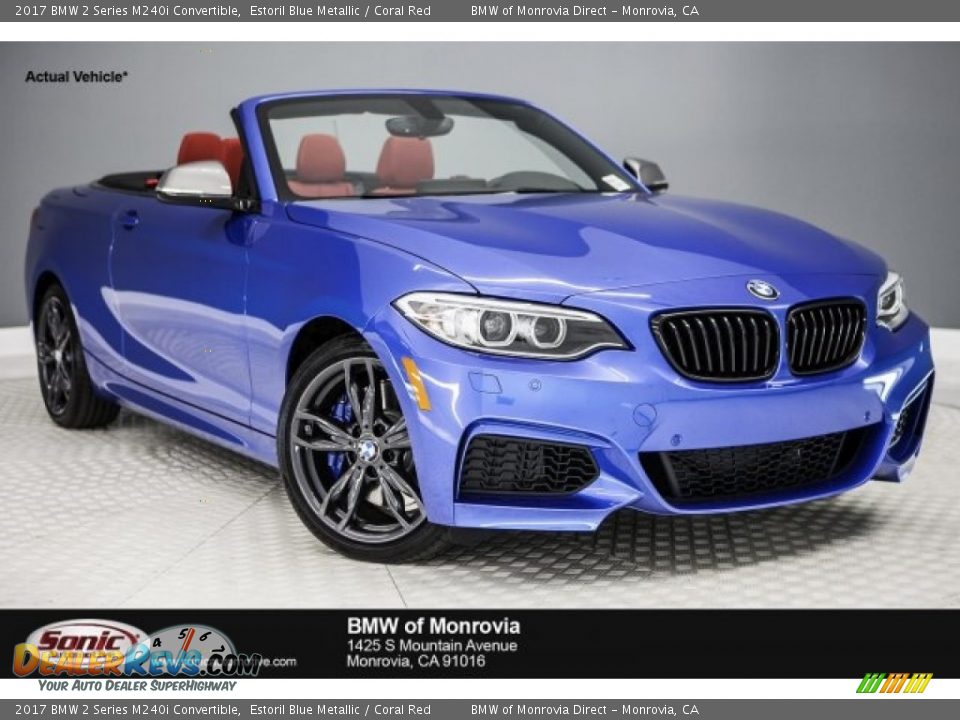 2017 BMW 2 Series M240i Convertible Estoril Blue Metallic / Coral Red Photo #1