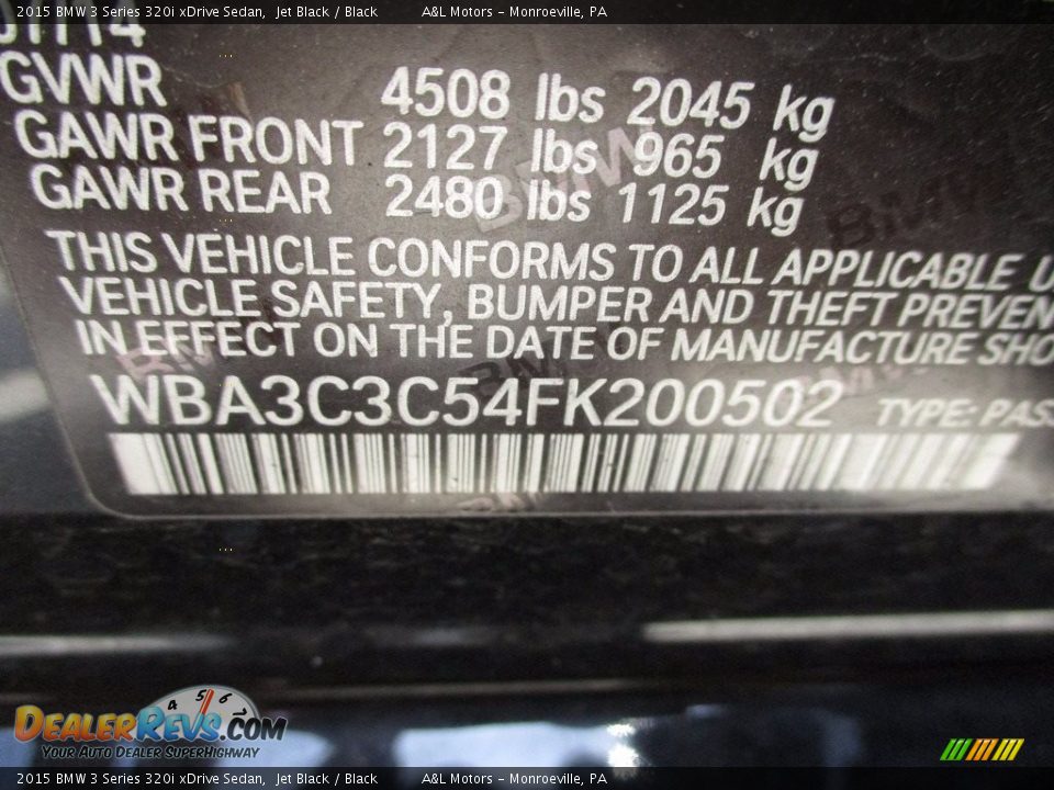 2015 BMW 3 Series 320i xDrive Sedan Jet Black / Black Photo #19