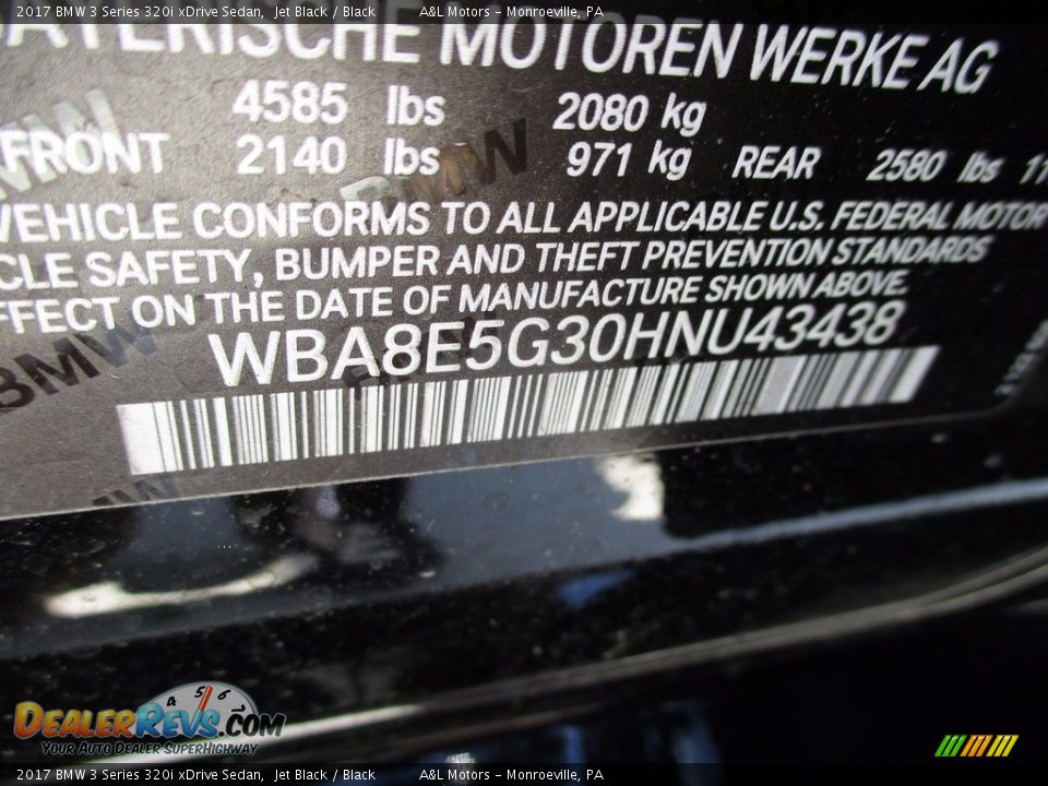 2017 BMW 3 Series 320i xDrive Sedan Jet Black / Black Photo #19