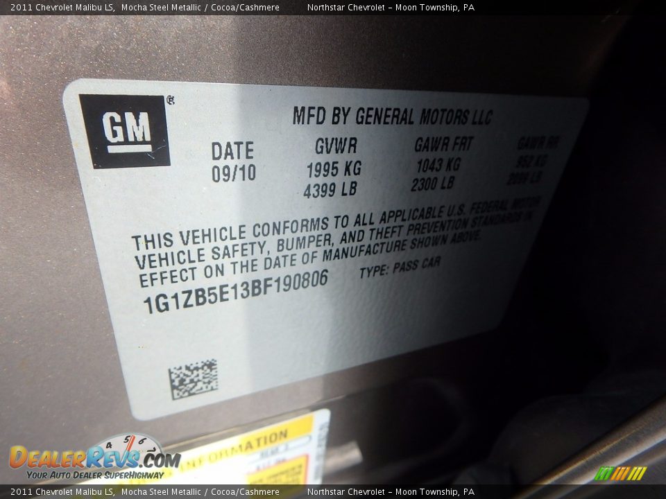 2011 Chevrolet Malibu LS Mocha Steel Metallic / Cocoa/Cashmere Photo #28